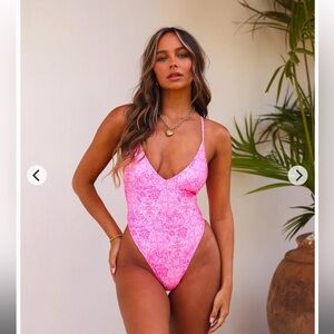 Plunge Cross Back One Piece - Rose Quartz - Extra Small